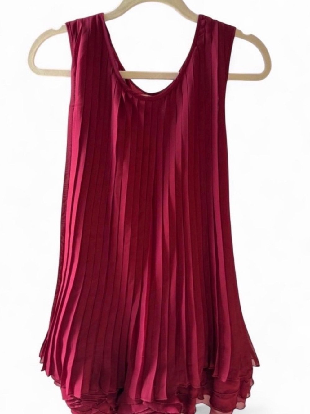 Pleated Chiffon Dress- Raspberry